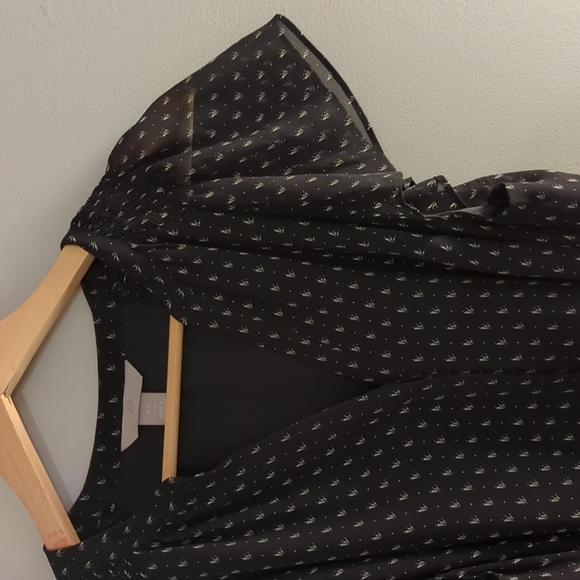 H&M Black Flutter Sleeve Button Down Dress - Picture 3 of 7